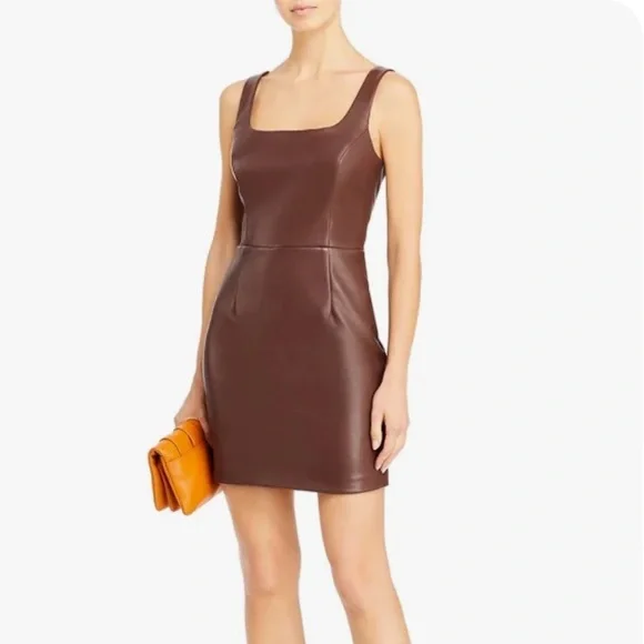 Aqua | Dresses | Aqua Brown Faux Leather Mini Dress Size L | Poshmark